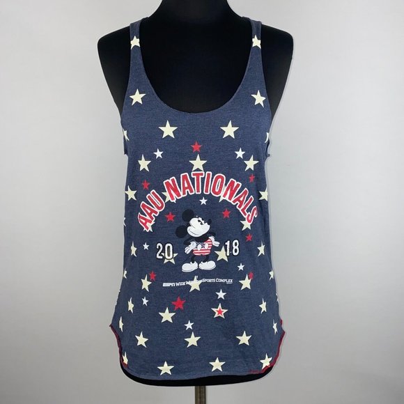 Disney Parks Juniors L Volleyball AAU Nationals 2018 Mickey Mouse Stars Tank Top - Picture 1 of 12